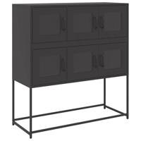 Dressoir 100,5x39x107 cm koudgewalst staal zwart - thumbnail