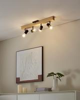 Eglo Landelijke plafondlampTownshend 3 4-lichts zwart met hout - 99481 - thumbnail