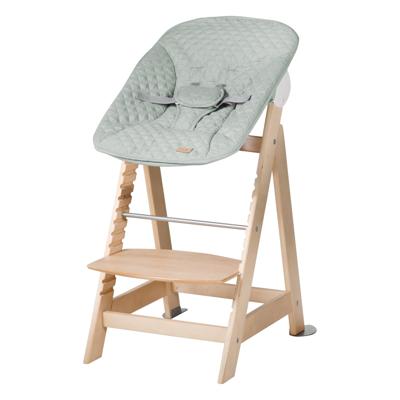 2-in-1 omvormbare kinderstoel - ROBA - BORN UP - Inclusief matgroene 'Roba Style' verstelbare wipstoel - Natuurlijk hout