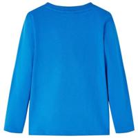 Kindershirt met lange mouwen runderprint 128 kobaltblauw - thumbnail