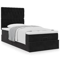 Ottoman bed met matrassen 80x200cm fluweel zwart - thumbnail