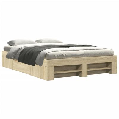 Bedframe bewerkt hout sonoma eikenkleurig 135x190 cm