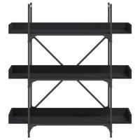 Boekenkast 3-laags 100x33x108,5 cm bewerkt hout zwart - thumbnail