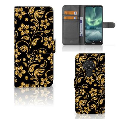 Nokia 7.2 | Nokia 6.2 Hoesje Gouden Bloemen Nokia 7.2 | Nokia 6.2 Hoesje Gouden Bloemen