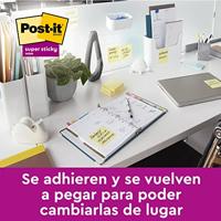 Post-It Super Sticky Notes, 90 vel, ft 47,6 x 47,6 mm, geel, 8 + 4 GRATIS - thumbnail