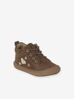 Baby eerste stapjes, veterschoenen van soepel leer bruin - thumbnail