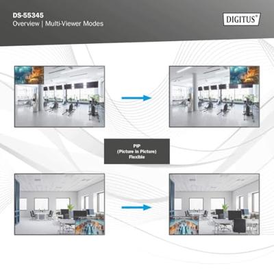 Digitus DS-55345 HDMI-switch 4 + 2 poorten LED-weergave, Met afstandsbediening, Ultra HD-geschikt, Met metalen behuizing, Individueel schakelbaar, Met