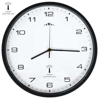 VidaXL Wandklok met quartz uurwerk radiogestuurd 31 cm wit en zwart