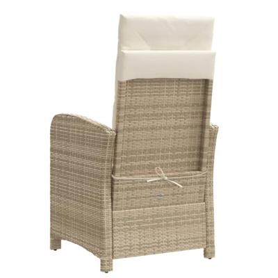 Tuinstoel verstelbaar met voetensteun poly rattan beige - thumbnail