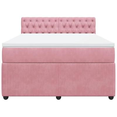 Boxspring met matras fluweel roze 160x200 cm