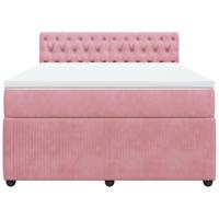Boxspring met matras fluweel roze 160x200 cm - thumbnail