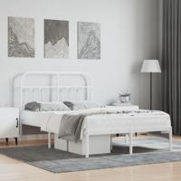 Bedframe met hoofdbord metaal wit 120x190 cm - thumbnail