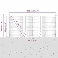 VidaXL Hek met paal grijs 0,8 x 10 m staal en pvc - thumbnail