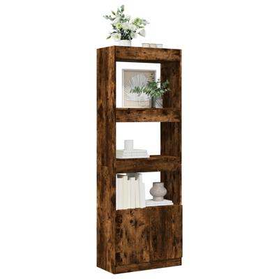 Hoge kast 92x33x180 cm bewerkt hout gerookt eikenkleurig