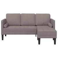 Bank 3-zits L-vormig 160 cm stof taupe - thumbnail