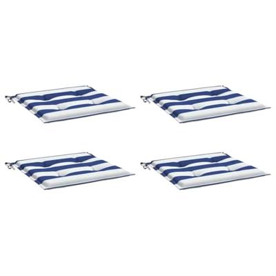 Tuinstoelkussens 4 st gestreept 40x40x3 cm stof wit en blauw