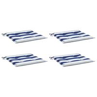 Tuinstoelkussens 4 st gestreept 40x40x3 cm stof wit en blauw - thumbnail