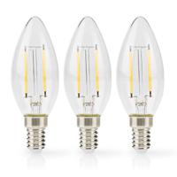 Nedis LBFE14C351P3 Led-filamentlamp E14 Kaars 2 W 250 Lm 2700 K Warm Wit Aantal Lampen In Verpakking: 3 Stuks Doorzichtig - thumbnail