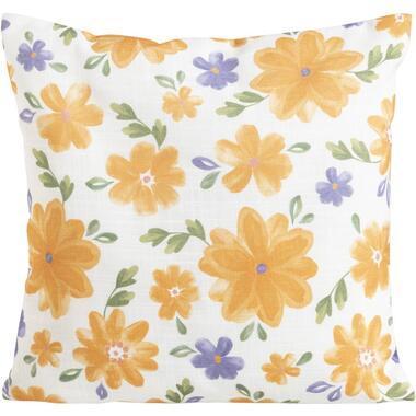 Sierkussen Karolien - off-white/oranje - 45x45 cm - Leen Bakker