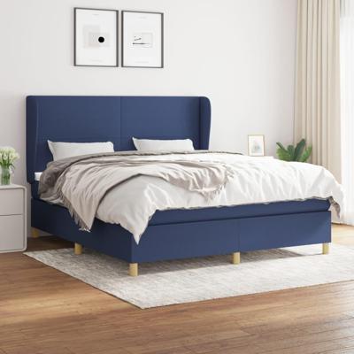 Boxspring met matras stof blauw 160x200 cm