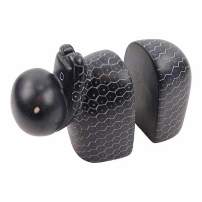 Zeepsteen Boekensteunen Nijlpaard (Zwart) Zeepsteen Boekensteunen Nijlpaard (Zwart)