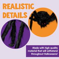 JOYIN Halloween realistische harige spinnen set (2 stuks), Halloween Spider rekwisieten, enge spinnen met dezelfde maat voor binnen en buiten decoraties (119,4 cm, 119,4 cm) - thumbnail