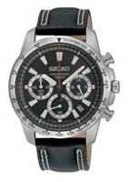 Horlogeband Seiko 6T63-00D0 / SSB033P1 / L07M012J0 Leder Zwart 20mm - thumbnail