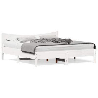 Bedframe zonder matras massief grenenhout wit 200x200 cm - thumbnail