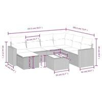 8-delige Loungeset met kussens poly rattan bruin - thumbnail