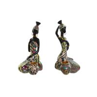 Decoratieve figuren Home ESPRIT Multicolour Afrikaanse 9 x 7 x 16,5 cm (2 Stuks) - thumbnail