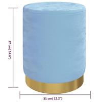 Hocker met opbergruimte rond fluweel lichtblauw - thumbnail