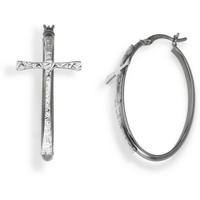 Dames oorbellen Amen CERCHIO E CROCE BLACK Sterling zilver 925 - thumbnail