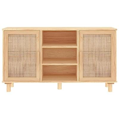 Dressoir 105x30x60 cm massief grenenhout en rattan bruin Dressoir 105x30x60 cm massief grenenhout en rattan bruin