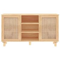 Dressoir 105x30x60 cm massief grenenhout en rattan bruin - thumbnail
