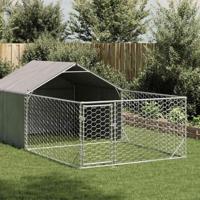 Hondenkennel met ren 7x2x1,5 m gegalvaniseerd staal - thumbnail
