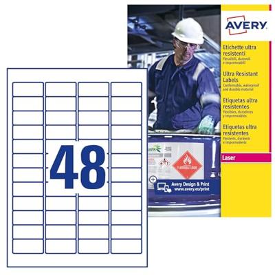 Avery-Zweckform L7911-10 Folie-etiketten 45.7 x 21.1 mm Polyethyleen folie Wit 480 stuk(s) Permanent hechtend Laser (kleur), Laser (zwart/wit), Kopiëren