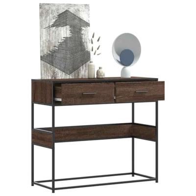 Wandtafel 90x35x80 cm bewerkt hout bruin eikenkleur