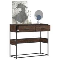 Wandtafel 90x35x80 cm bewerkt hout bruin eikenkleur - thumbnail