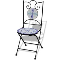 vidaXL Bistrostoelen inklapbaar 2 st keramiek blauw en wit - thumbnail