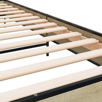 Bedframe bewerkt hout en metaal sonoma eikenkleurig 75x190 cm Bedframe bewerkt hout en metaal sonoma eikenkleurig 75x190 cm