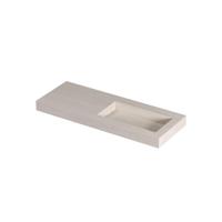 INK Pitch Wastafel keramische slab rechts met drain en front en side skirts zonder kraangat 120x45x9 Travertin mat - thumbnail