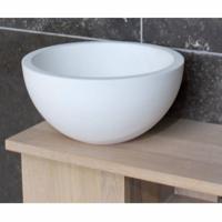 Fontein Luca Sanitair Rond 24x24x12 cm Solid Surface Mat Wit Geen Kraangat Luca Sanitair - thumbnail