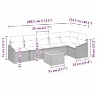 Tuinbankenset met opslag 7 pcs Beige en Crème poly rattan - thumbnail