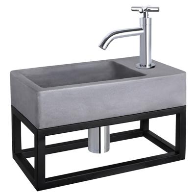 Differnz Differnz Force fonteinset beton donkergrijs - kraan kruis - met handdoekrek chroom Differnz Differnz Force fonteinset beton donkergrijs - kraan kruis - met handdoekrek chroom