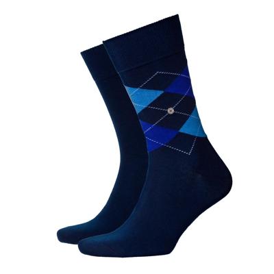 Burlington 2-paar mix Everyday heren sokken - Argyle - Biologisch katoenen sokken met ruit print - 46 - Blauw - 46 - 46 - 46 - 46 - 46