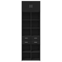 Opbergkast 70x42,5x225 cm bewerkt hout zwart - thumbnail