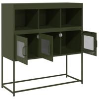 Dressoir 100,5x39x107 cm koudgewalst staal olijfgroen - thumbnail