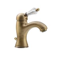 Wastafelmengkraan Sapho Kirké Retro Kristal 1-hendel Gebogen 18.2 cm Brons (incl. clickwaste) - thumbnail