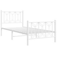 Bedframe met hoofd- en voeteneinde metaal wit 90x190 cm - thumbnail