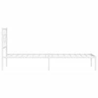 Bedframe met hoofdbord metaal wit 90x200 cm - thumbnail
